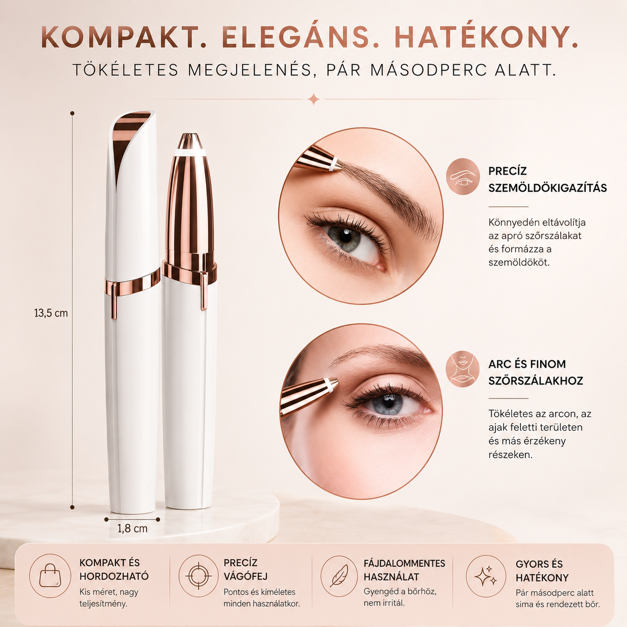 GlowTrim Elektromos Szemöldök- és Arctrimmer