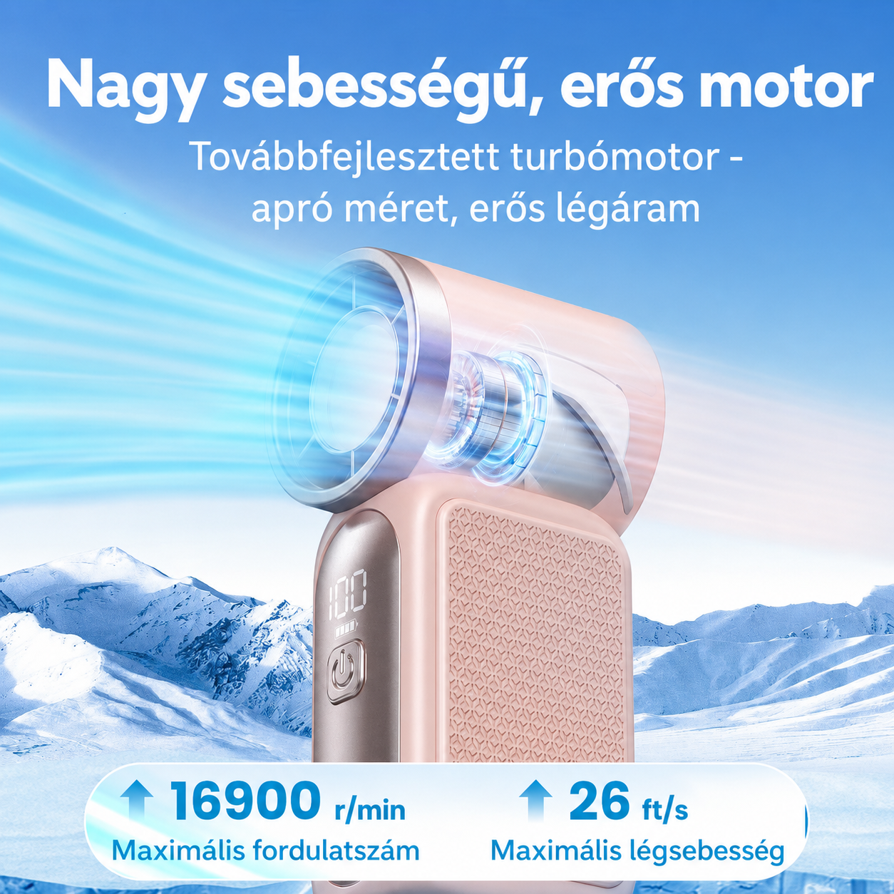 GlowWave MiniCool - hordozható mini ventilátor LED kijelzővel