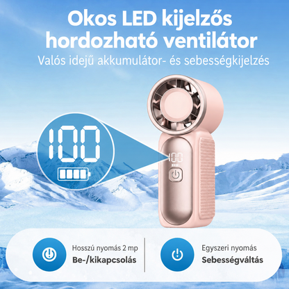 GlowWave MiniCool - hordozható mini ventilátor LED kijelzővel